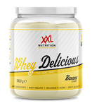 Rich and flavorful XXL Nutrition Whey Protein in Banana flavor, designed to enhance muscle recovery and growth.