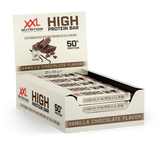 Rich High Protein Bar 2.0 in Vanilla Chocolate flavor, offering high-quality protein in every bite.